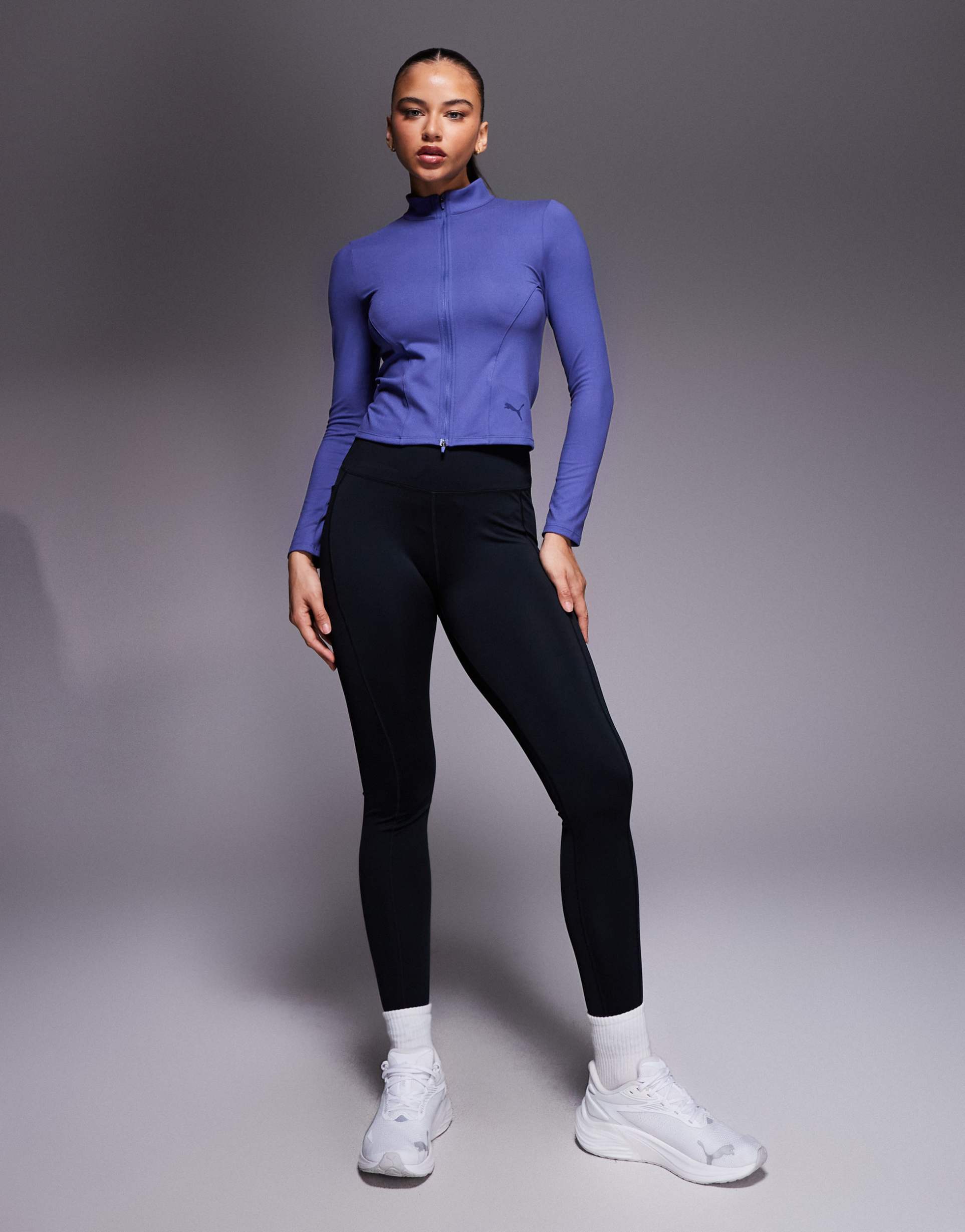 PUMA - Train - Top blu chiaro lunghezza regular con zip