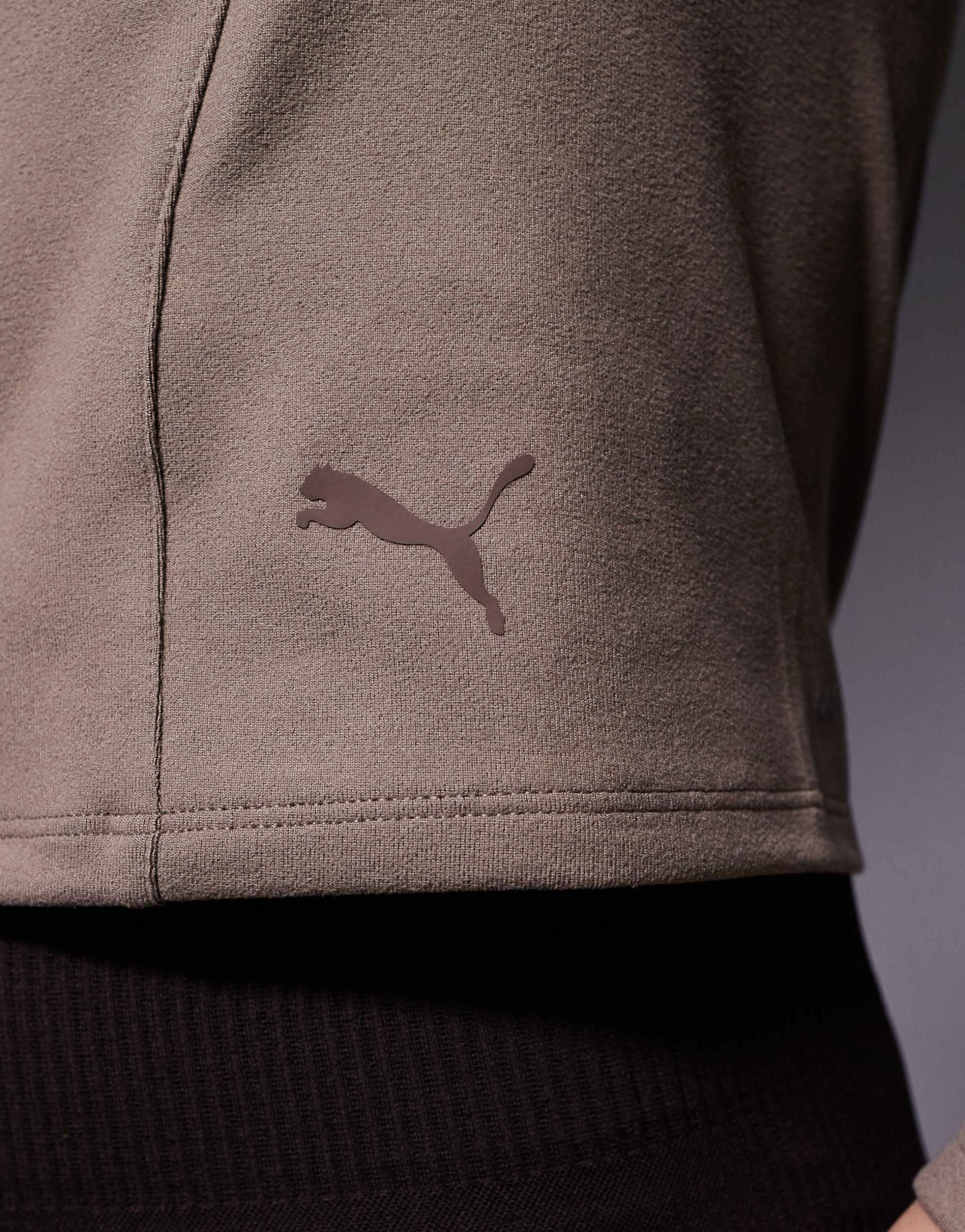 PUMA - Train - Top marrone lunghezza regular con zip