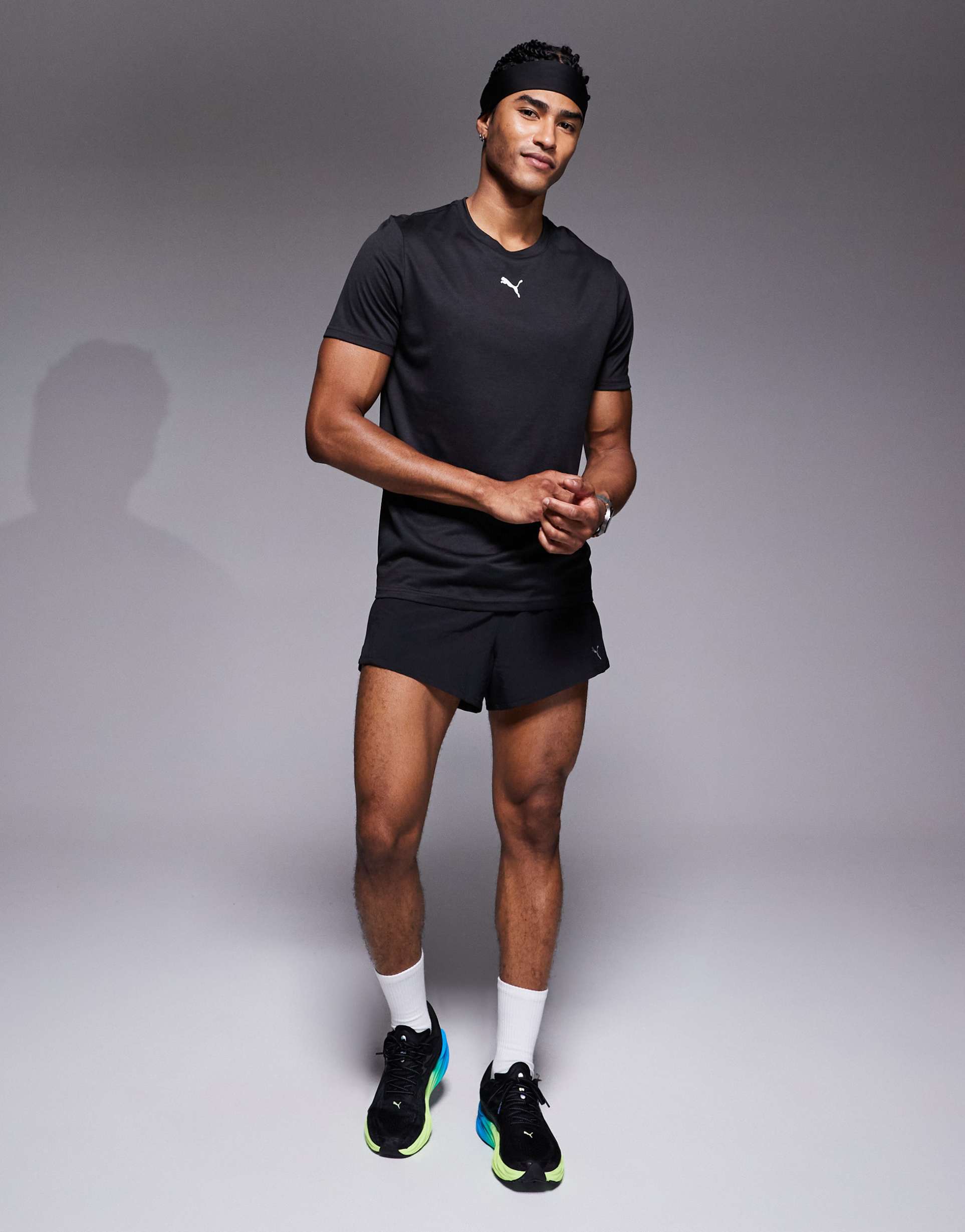 PUMA - Tad Essentials - T-shirt da allenamento nero mélange con logo